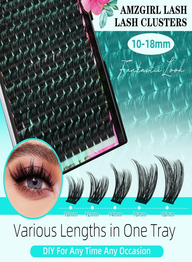 AMZGIRL LASH Lash Clusters Kit 168pcs Eyelash Extension Kit Cluster Lashes Natural Look with Lash Bond and Seal Waterproof, Lash Remover Eyelashes Tweezer with Wet Look Ultra-Thin Band Lashes(Tulip-Kit,D-10-18mm) - Image 3